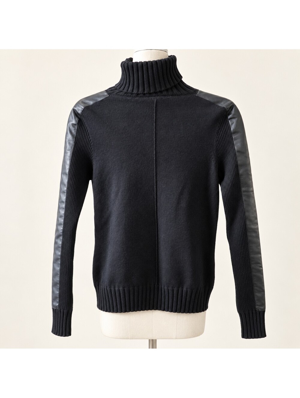Jamison Black Turtleneck Sweater Leather Detail Women’s XS